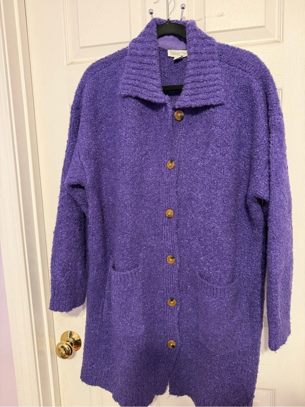 Coldwater Creek Purple Button-Up Textured Cardigan